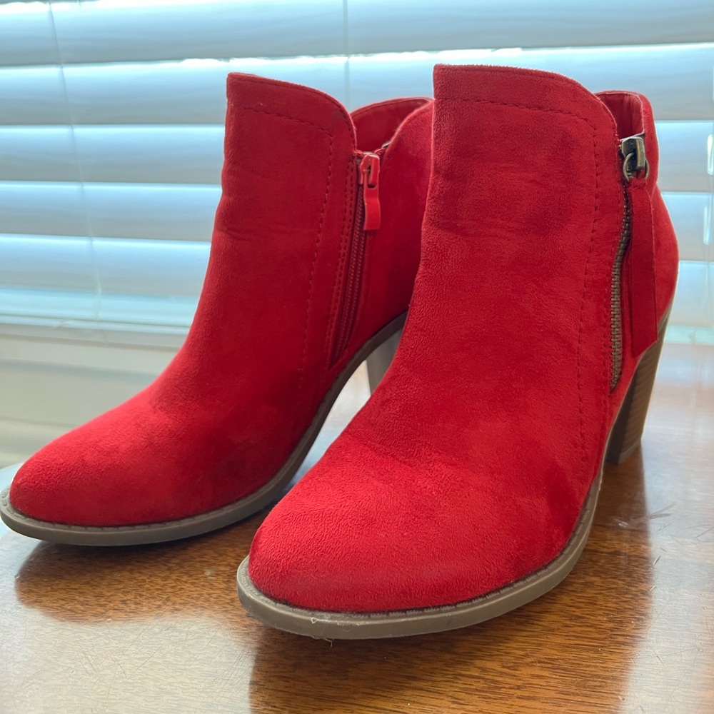 Red Suede Ankle Boots